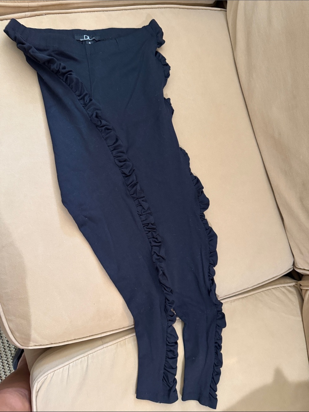 Black Ruffle Trim leggings